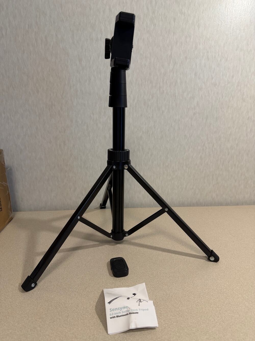 Sensyne 63 in Selfie Stick Tripod Bluetooth Remote Phone Stand Black 3 Section